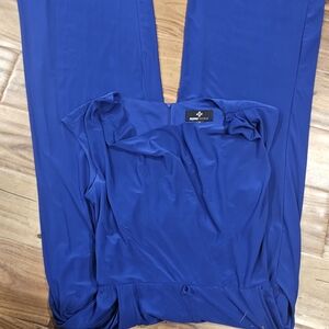 Ronni Nicole Blue Utility Jumpsuit with Zipper Front